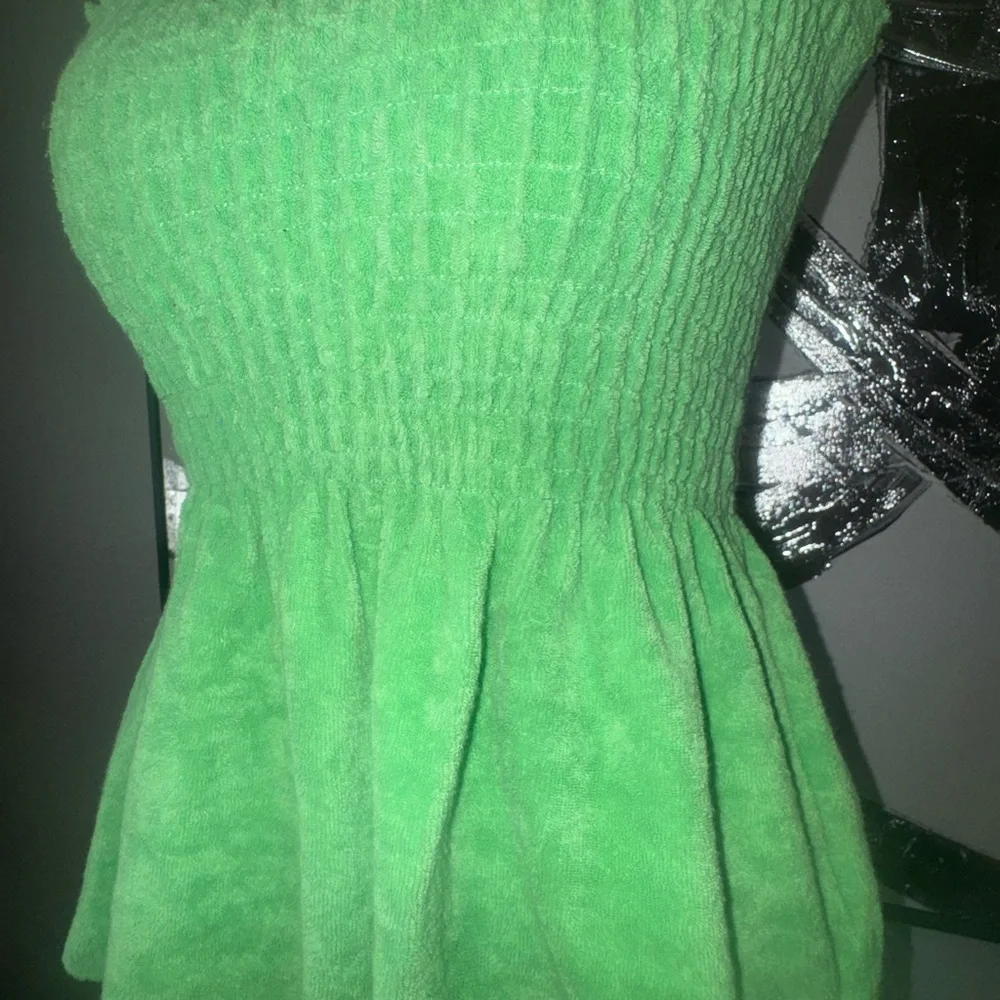 RAVE Neon Green Terry Cloth Strapless Tube Top - Picture 2 of 3